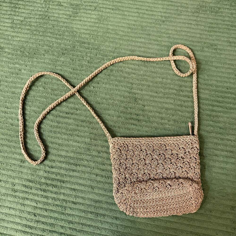 Fairy Taupe Crochet Small Crossbody Purse